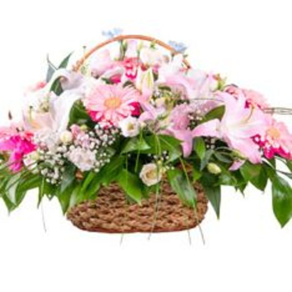 Pink Flowers Basket