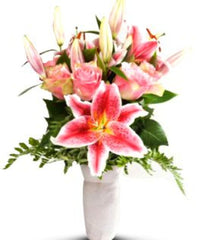 Lilies, Roses In Vase